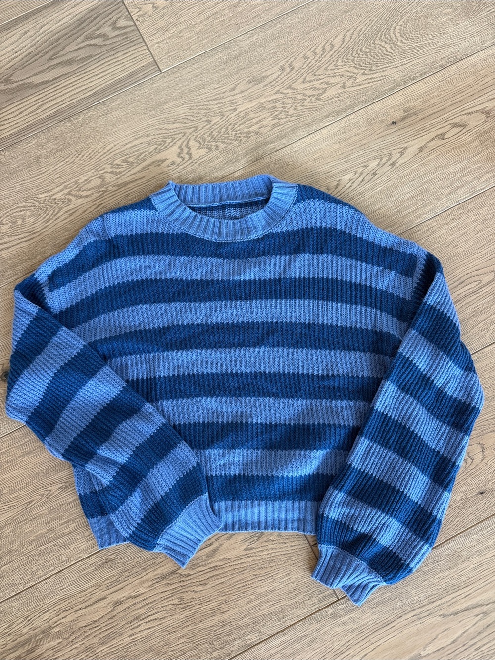SHEIN Blue Striped Crewneck Sweater
